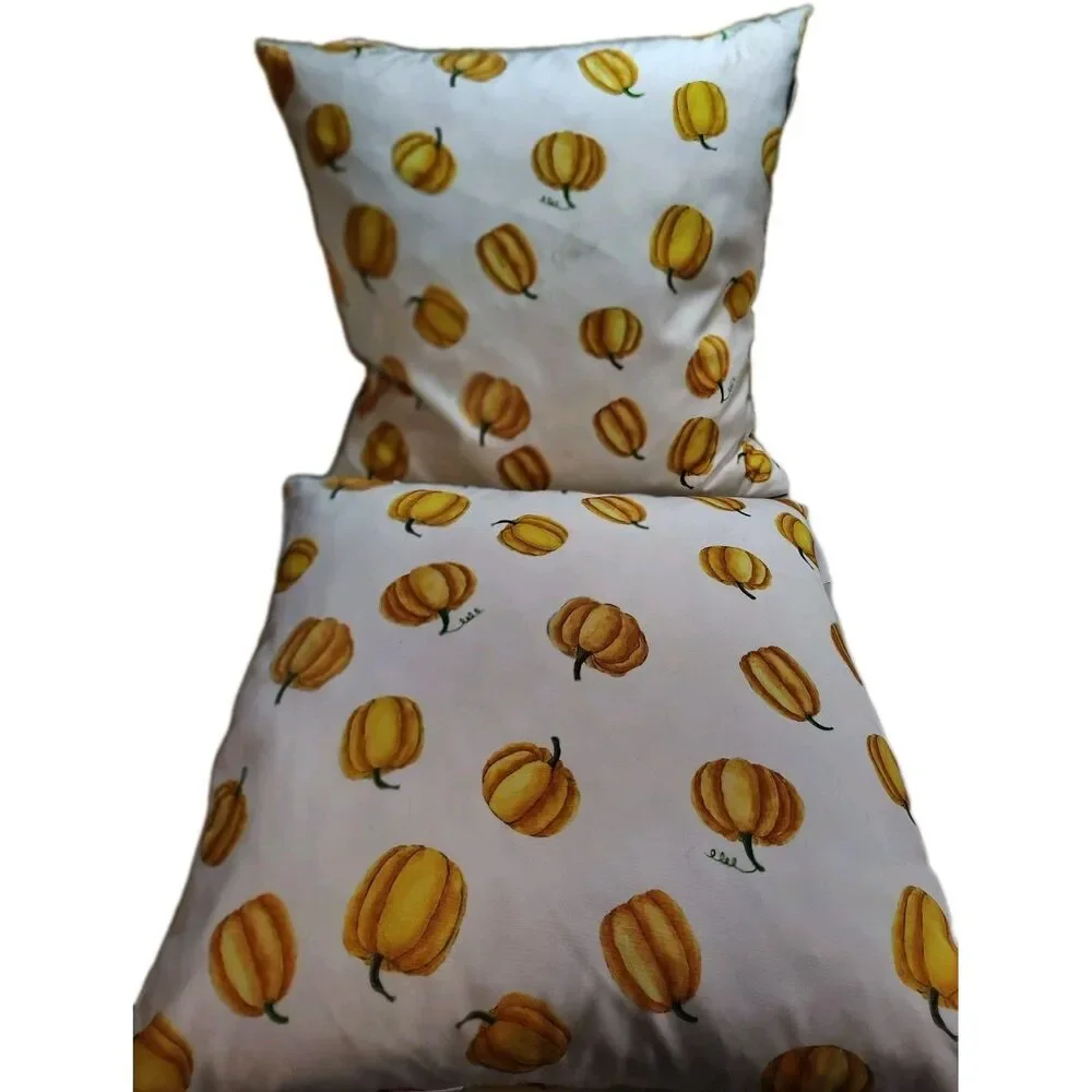 Rae Dunn Autumn Pumpkin Accent Pillows Feather Down Insert Removable Covers